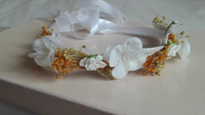 coorna arpillera blanca flor seca ocre